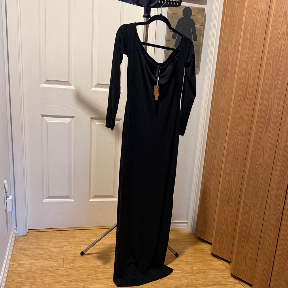 SKIMS Black Long Sleeve Dress